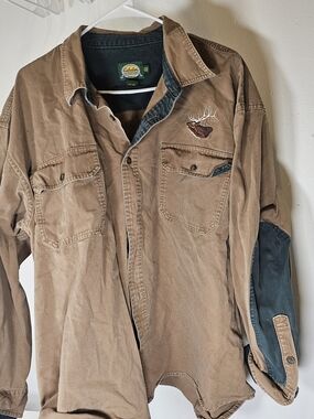 Cabela's Men's Brown Canvas Work Jacket with Elbow Patches Size 2XL